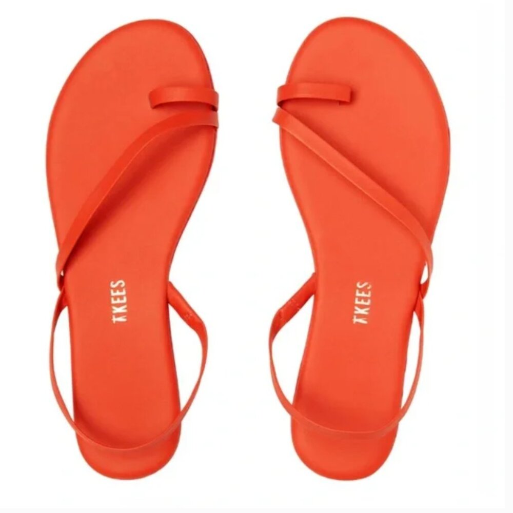 TKEES Mia‎ Napa Leather Sandals Brazilian Flip Flops Toe Ring Orange $85 Size 9